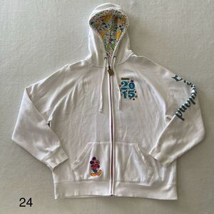 Disneyland Resorts Disney Parks 2015 Full Zip Hoodie White Womens XL Please Read